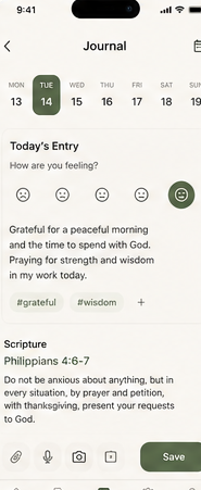 Prayer Warrior Journal journal screen.