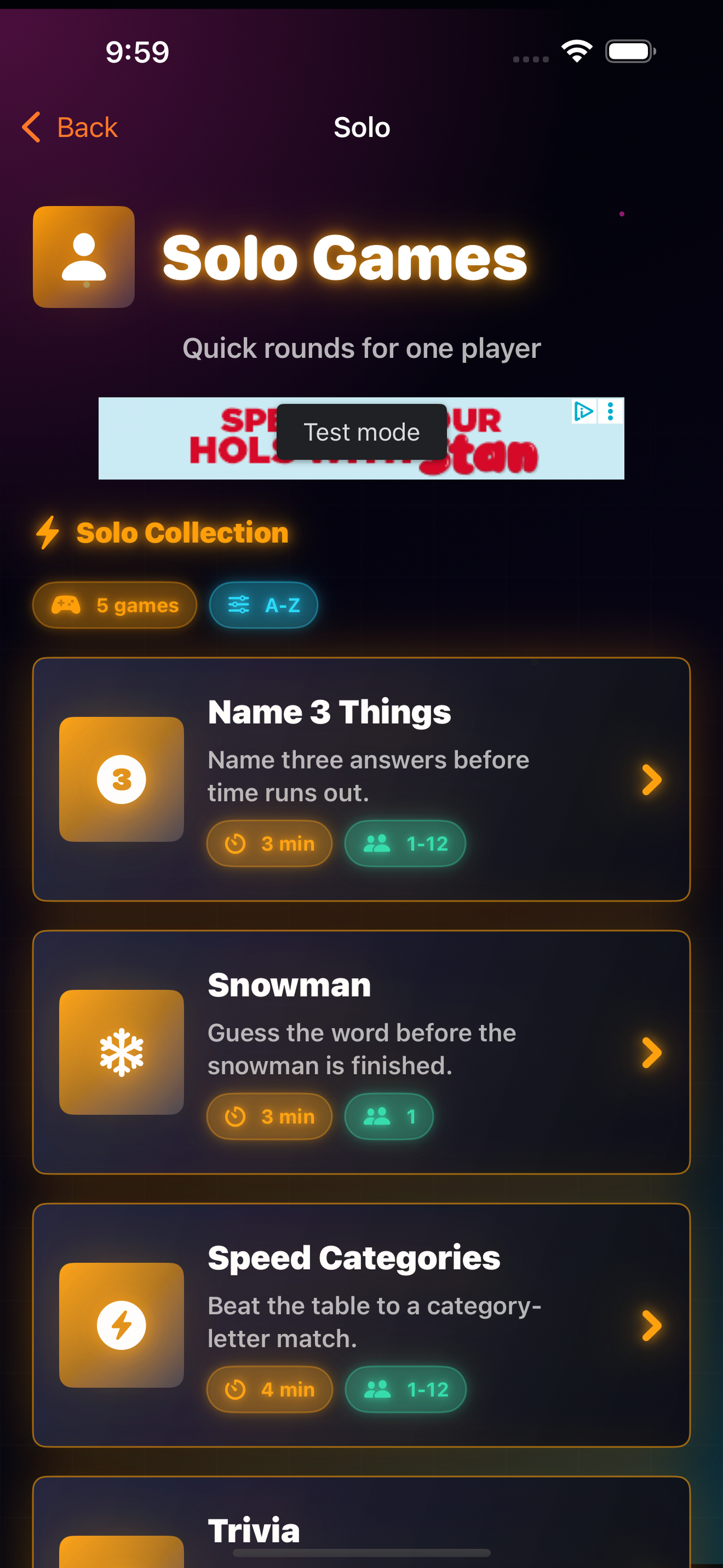 Table Warrior solo mode screenshot