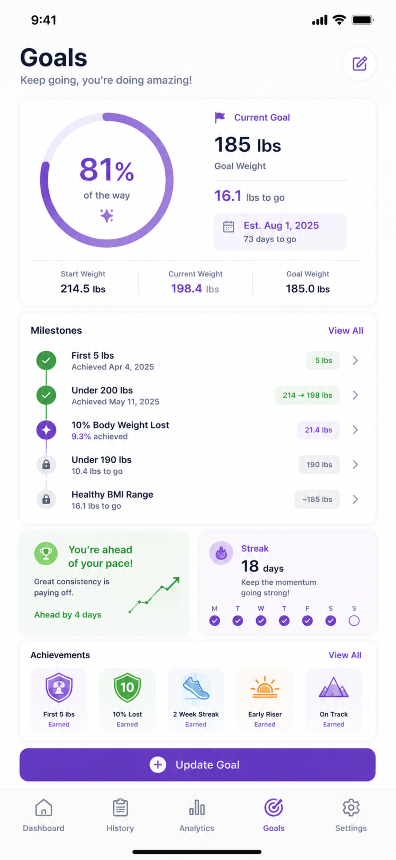 Weight Warrior goals screenshot